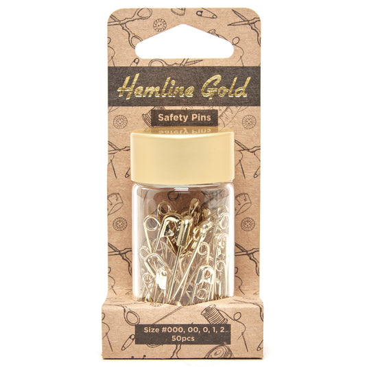 Assorted Size Safety Pins: 50 Pieces: Gold